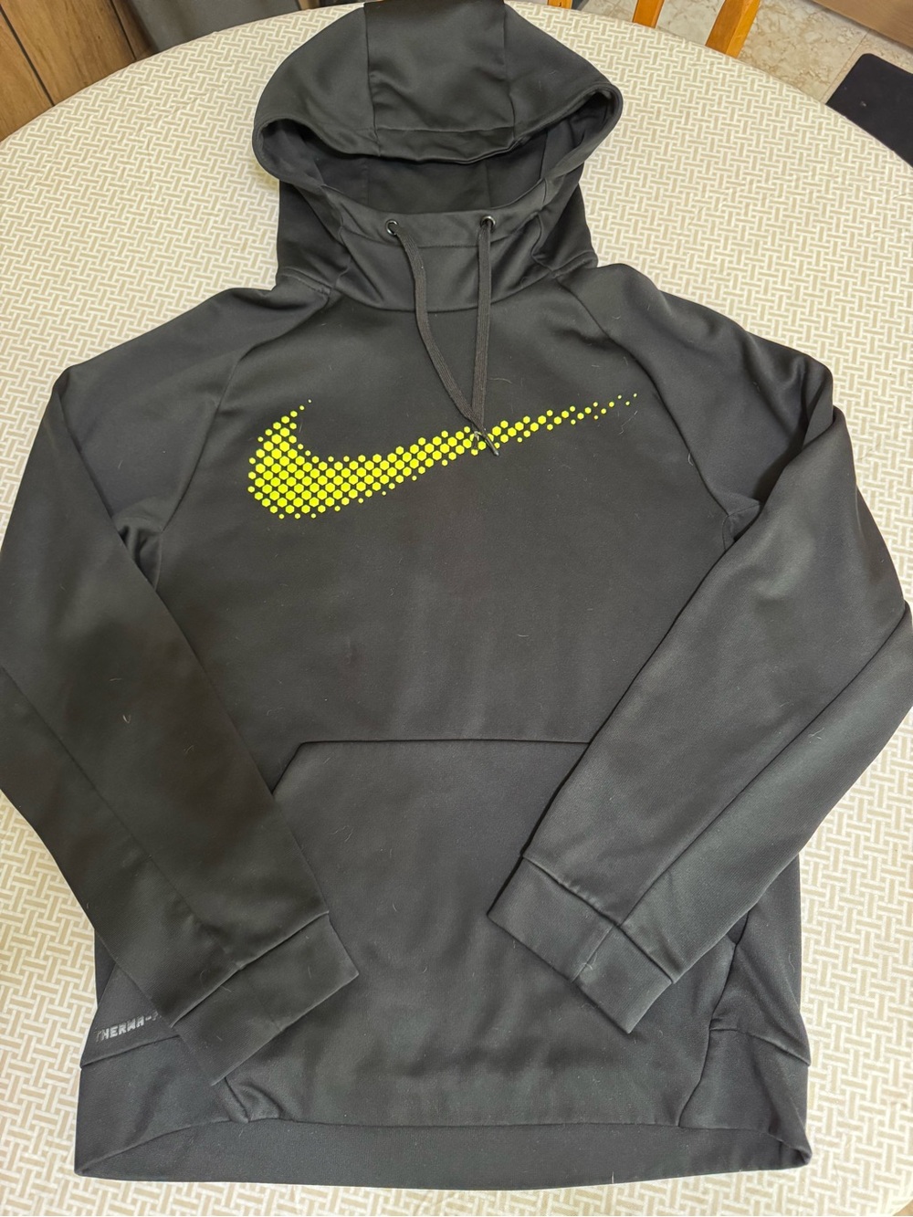 Nike Black Hoodie with Neon Yellow Hex Graphic